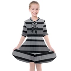 9 Bar Monochrome Fade Kids  All Frills Chiffon Dress by WetdryvacsLair