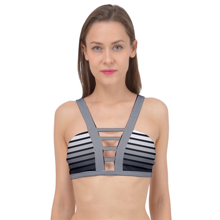 9 Bar Monochrome Fade Cage Up Bikini Top