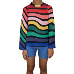 Nine 9 Bar Rainbow Sea Sickness Kids  Long Sleeve Swimwear by WetdryvacsLair