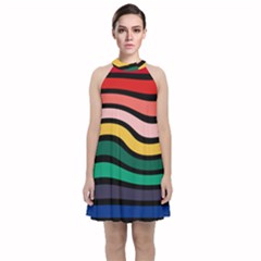 Nine 9 Bar Rainbow Sea Sickness Velvet Halter Neckline Dress  by WetdryvacsLair