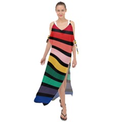 Nine 9 Bar Rainbow Sea Sickness Maxi Chiffon Cover Up Dress