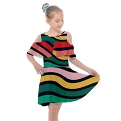 Nine 9 Bar Rainbow Sea Sickness Kids  Shoulder Cutout Chiffon Dress by WetdryvacsLair