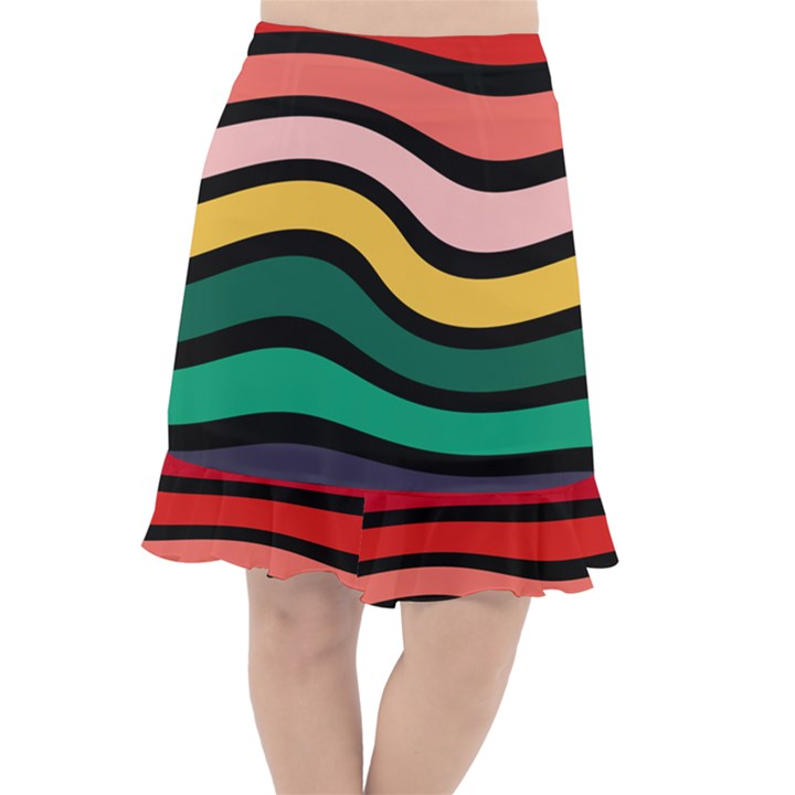 Nine 9 Bar Rainbow Sea Sickness Fishtail Chiffon Skirt