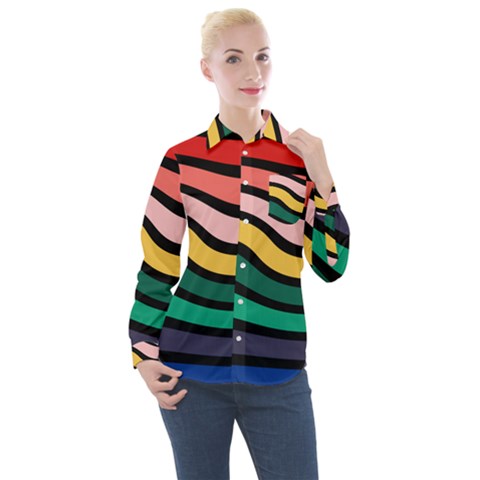 Nine 9 Bar Rainbow Sea Sickness Women s Long Sleeve Pocket Shirt by WetdryvacsLair