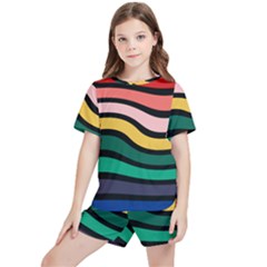 Nine 9 Bar Rainbow Sea Sickness Kids  Tee And Sports Shorts Set by WetdryvacsLair