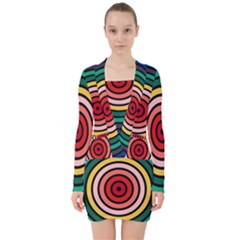 Nine 9 Bar Rainbow Target V-neck Bodycon Long Sleeve Dress by WetdryvacsLair