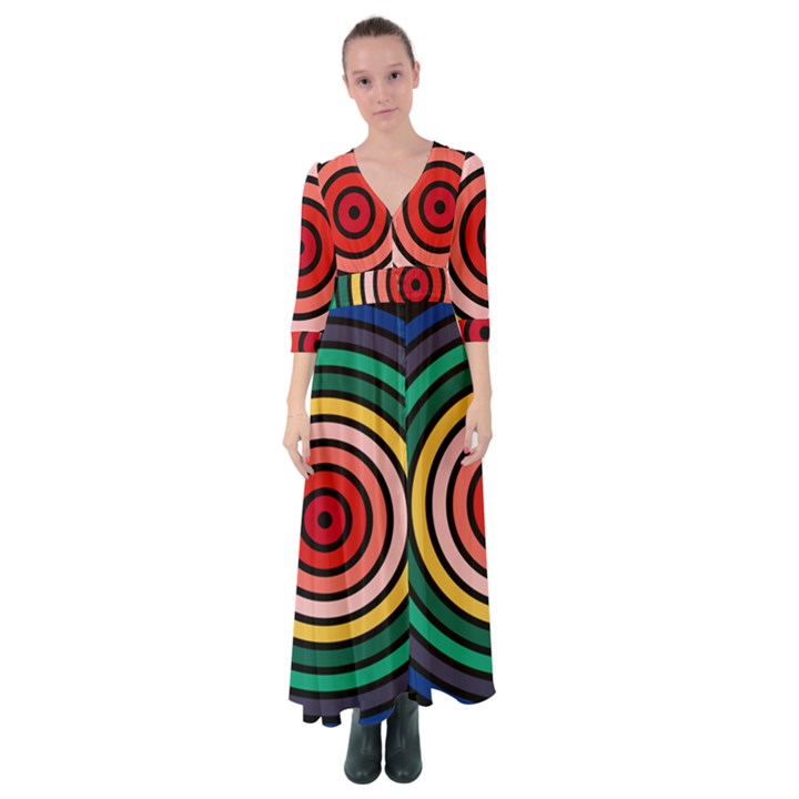 Nine 9 Bar Rainbow Target Button Up Maxi Dress