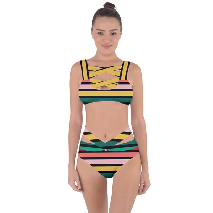 Nine 9 Bar Rainbow Bandaged Up Bikini Set 