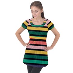 Nine 9 Bar Rainbow Puff Sleeve Tunic Top by WetdryvacsLair