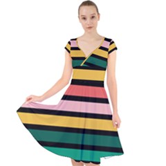 Nine 9 Bar Rainbow Cap Sleeve Front Wrap Midi Dress by WetdryvacsLair