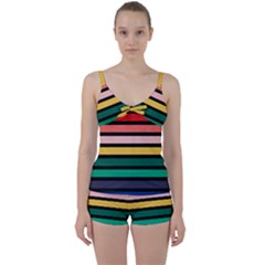 Nine 9 Bar Rainbow Tie Front Two Piece Tankini by WetdryvacsLair