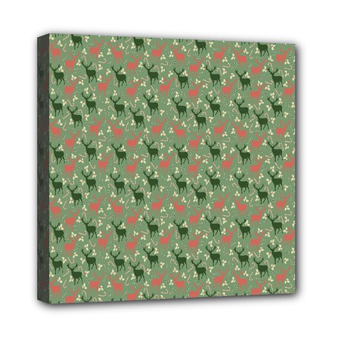 Deer Retro Pattern Mini Canvas 8  X 8  (stretched)