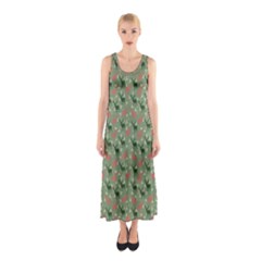 Deer Retro Pattern Sleeveless Maxi Dress