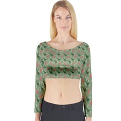 Deer Retro Pattern Long Sleeve Crop Top by HermanTelo