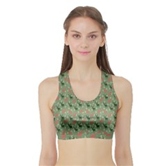 Deer Retro Pattern Sports Bra With Border