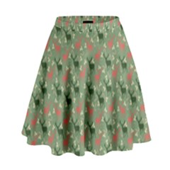 Deer Retro Pattern High Waist Skirt