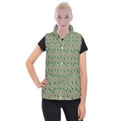 Deer Retro Pattern Women s Button Up Vest