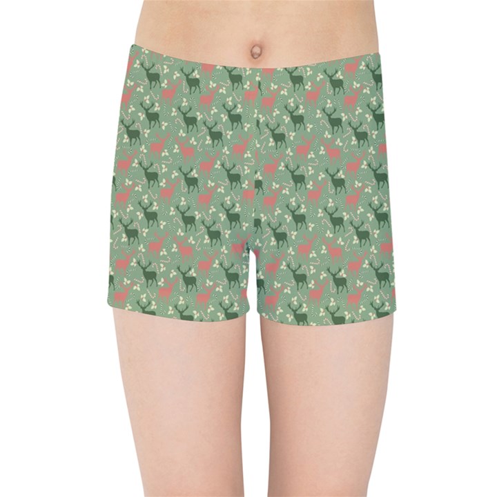 Deer Retro Pattern Kids  Sports Shorts