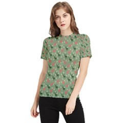 Deer Retro Pattern Women s Short Sleeve Rash Guard by HermanTelo