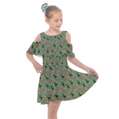 Deer Retro Pattern Kids  Shoulder Cutout Chiffon Dress by HermanTelo