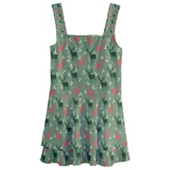 Deer Retro Pattern Kids  Layered Skirt Swimsuit