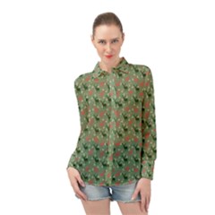 Deer Retro Pattern Long Sleeve Chiffon Shirt