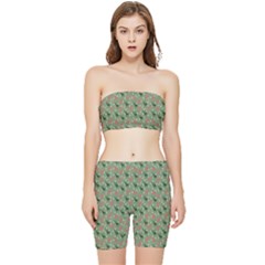 Deer Retro Pattern Stretch Shorts And Tube Top Set