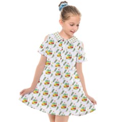 Background Cactus Kids  Short Sleeve Shirt Dress