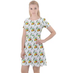 Background Cactus Cap Sleeve Velour Dress  by Mariart