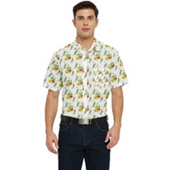 Background Cactus Men s Short Sleeve Pocket Shirt 