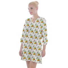 Background Cactus Open Neck Shift Dress