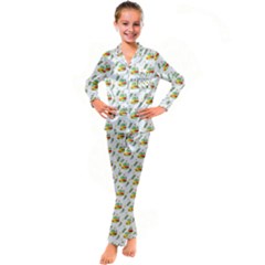 Background Cactus Kid s Satin Long Sleeve Pajamas Set by Mariart