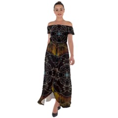 Mandala - 0005 - The Pressing Off Shoulder Open Front Chiffon Dress by WetdryvacsLair