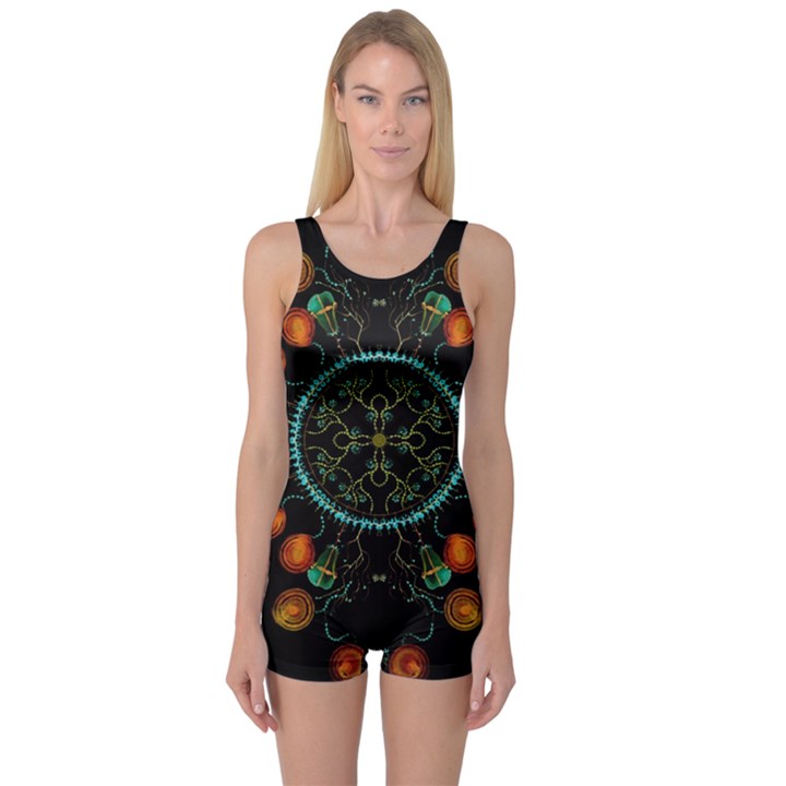 Mandala - 0006 - Floating Free One Piece Boyleg Swimsuit