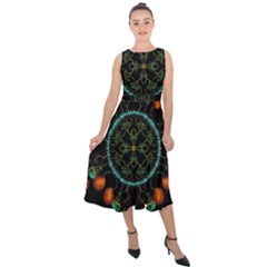 Mandala - 0006 - Floating Free Midi Tie-back Chiffon Dress by WetdryvacsLair