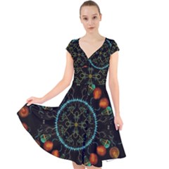 Mandala - 0006 - Floating Free Cap Sleeve Front Wrap Midi Dress by WetdryvacsLair