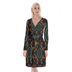 Mandala - 0006 - Floating Free Long Sleeve Velvet Front Wrap Dress by WetdryvacsLair