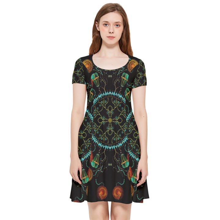 Mandala - 0006 - Floating Free Inside Out Cap Sleeve Dress