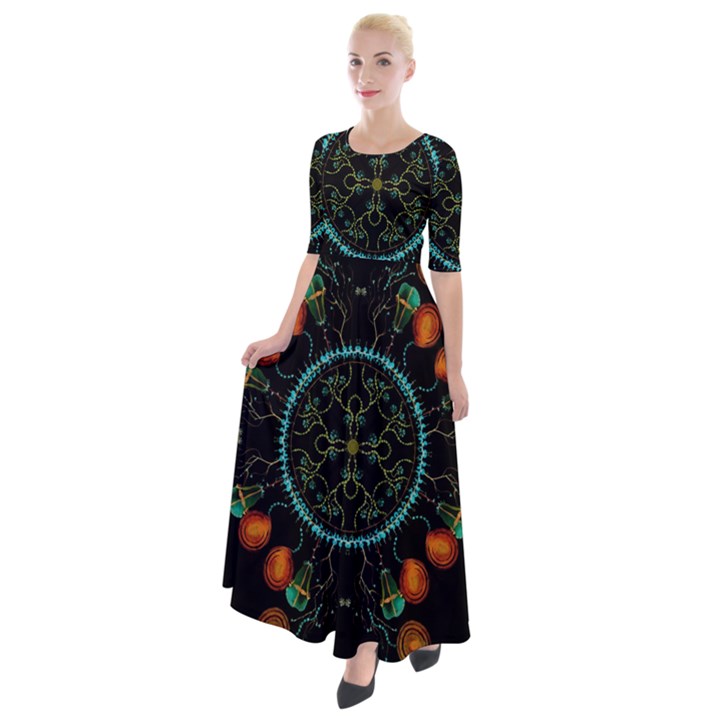 Mandala - 0006 - Floating Free Half Sleeves Maxi Dress