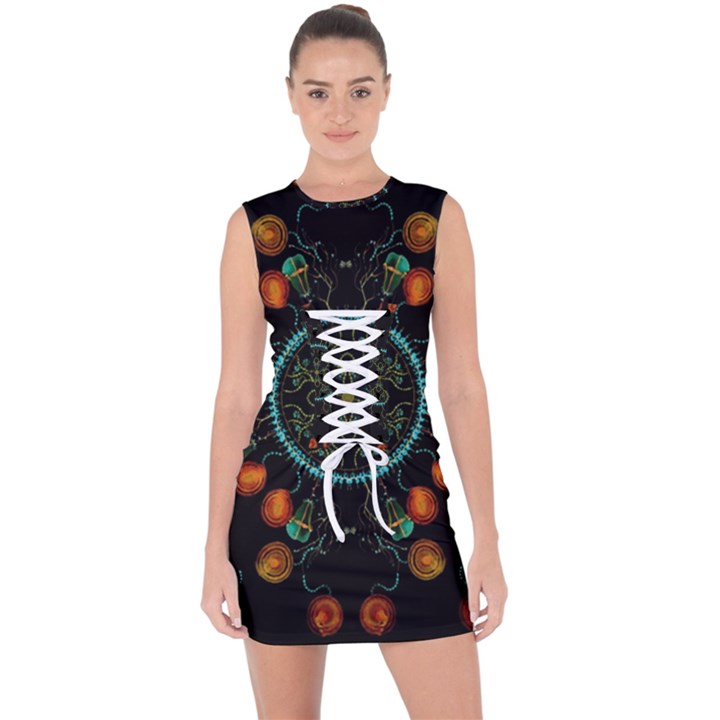 Mandala - 0006 - Floating Free Lace Up Front Bodycon Dress