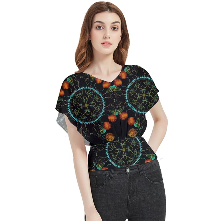 Mandala - 0006 - Floating Free Butterfly Chiffon Blouse