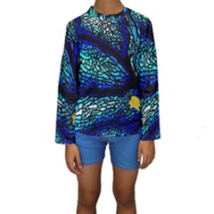 Sea-fans-diving-coral-stained-glass Kids  Long Sleeve Swimwear by Sapixe