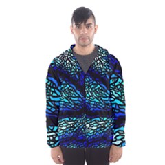 Sea-fans-diving-coral-stained-glass Men s Hooded Windbreaker