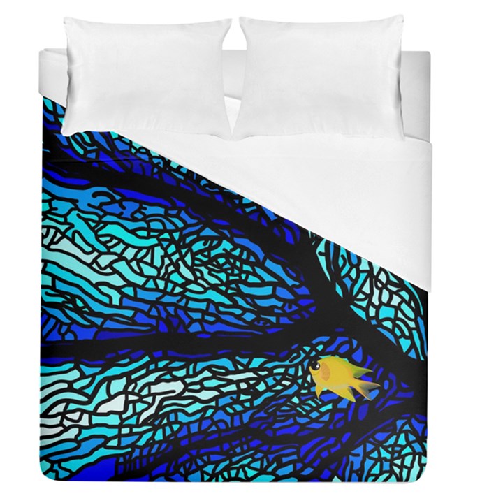 Sea-fans-diving-coral-stained-glass Duvet Cover (Queen Size)