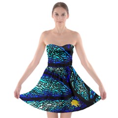 Sea-fans-diving-coral-stained-glass Strapless Bra Top Dress by Sapixe