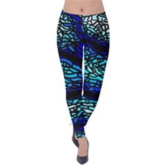 Sea-fans-diving-coral-stained-glass Velvet Leggings by Sapixe