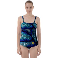 Sea-fans-diving-coral-stained-glass Twist Front Tankini Set by Sapixe