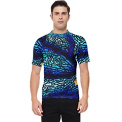 Sea-fans-diving-coral-stained-glass Men s Short Sleeve Rash Guard by Sapixe