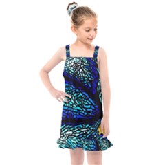 Sea-fans-diving-coral-stained-glass Kids  Overall Dress