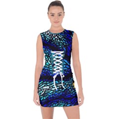 Sea-fans-diving-coral-stained-glass Lace Up Front Bodycon Dress by Sapixe